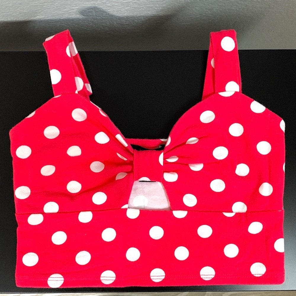 Red Polka-Dot Crop Top!